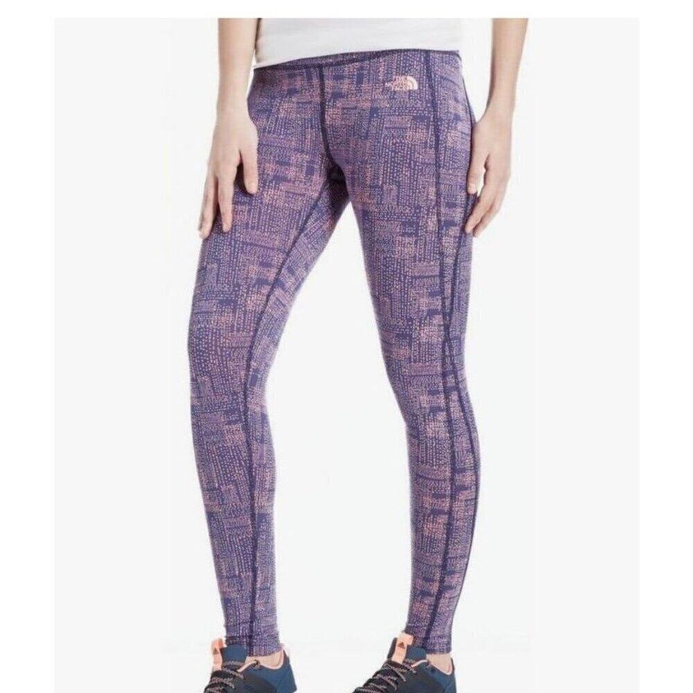 The North Face Women’s Pulse Tights Leggings Purple Pink Print Athletic Yoga M